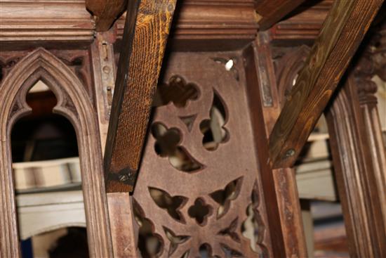 A 19th century Gothic walnut centre table W.185cm, D.101cm, H.81.5cm